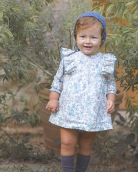 Vestido Bebé - Flores Azules y Rojas