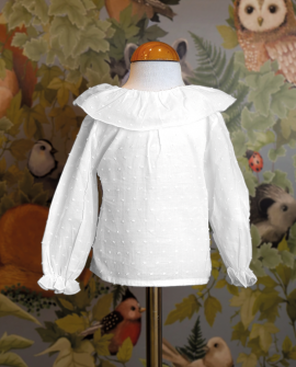 Camisa Infantil Niña - Plumeti Liso Blanco