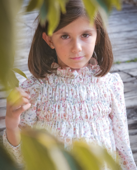 Vestido Niña - Hojas Rosas