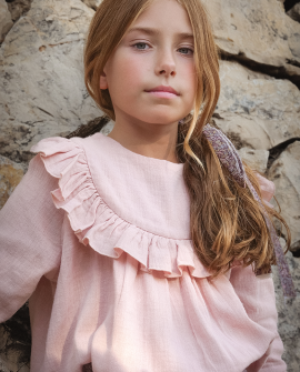 Camisa Niña - Doble Cotone Rosa